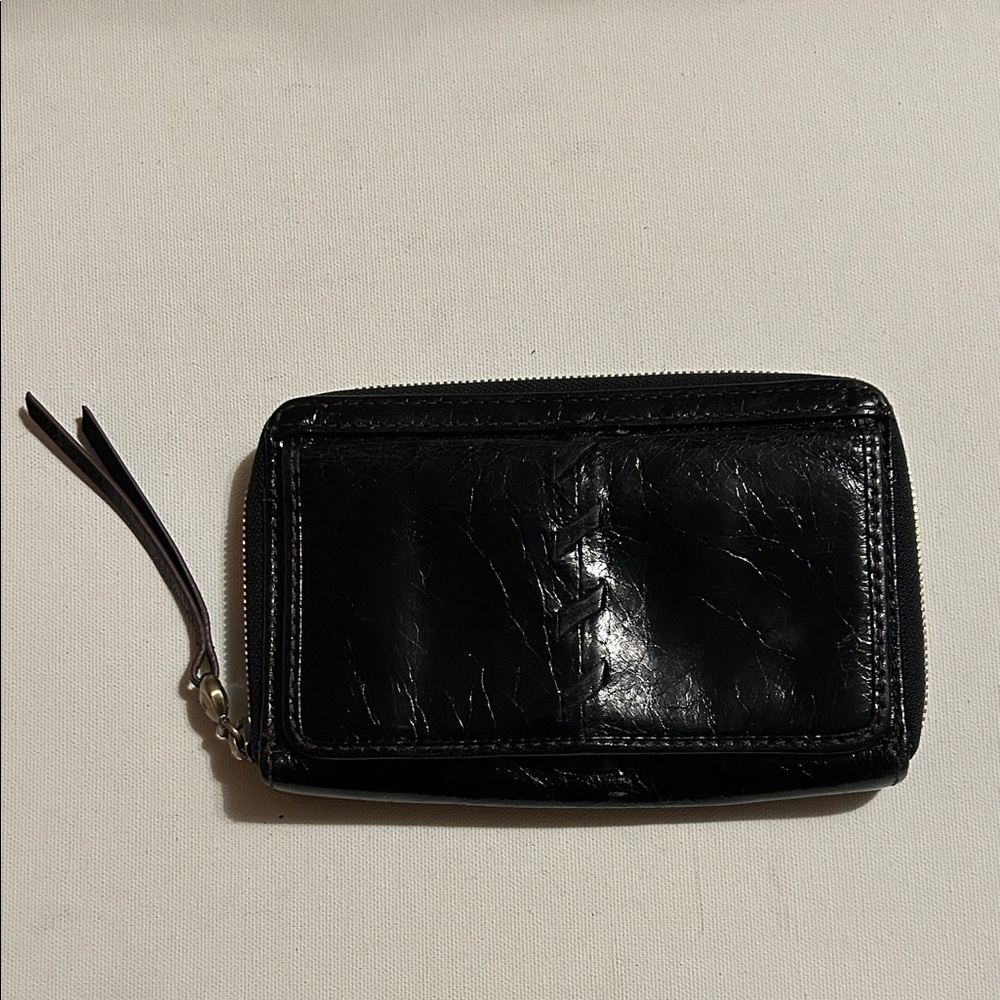 HOBO Black Leather Zip-Around Card Wallet